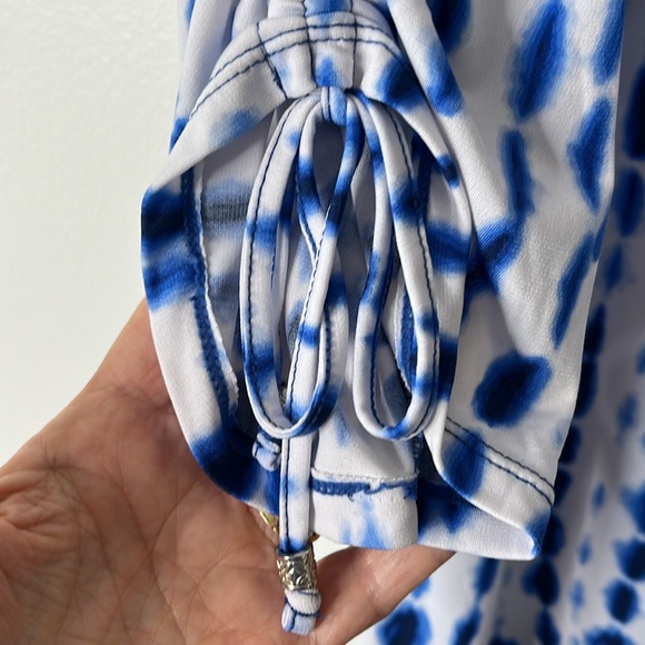 EUC Dillards Dotti Tie Dye Print V-Neck 3/4” Sleeve Cover-Up Dress, Size M. - Picture 4 of 10